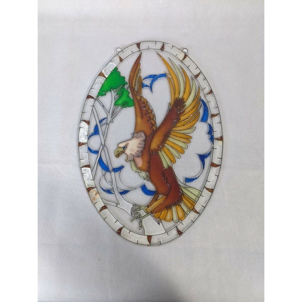 Sun Catcher Faux Stained Glass Ornament Eagle 10 x 14
